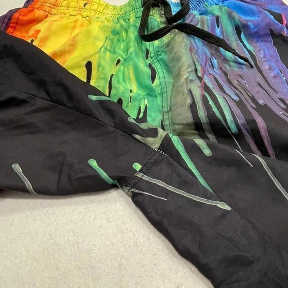 Unbranded Size M Mens Black Multicolor Shorts Drawstring Mesh‎ Lined Swim Board